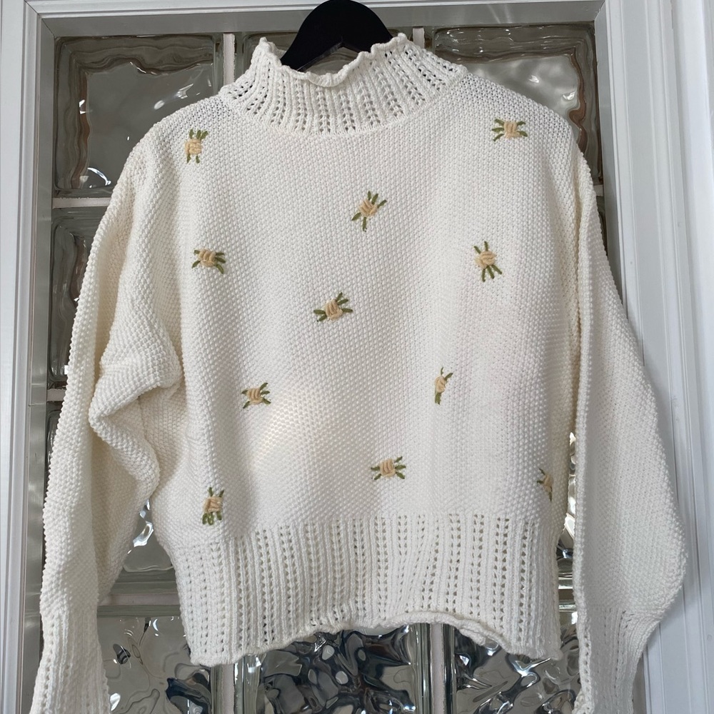 Cutest knit sweater with little flowers